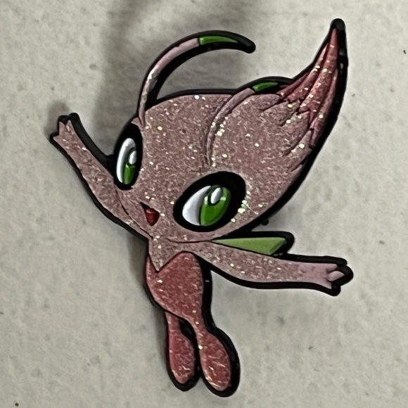 Celebi Pokemon Pink Glitter Pin Enamel Shiny Hat Pins Hats Streetwear Cap - Picture 1 of 7